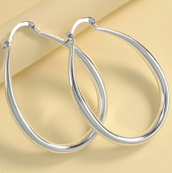 Silver Plated Hoop Earrings - Picture 3 of 3
